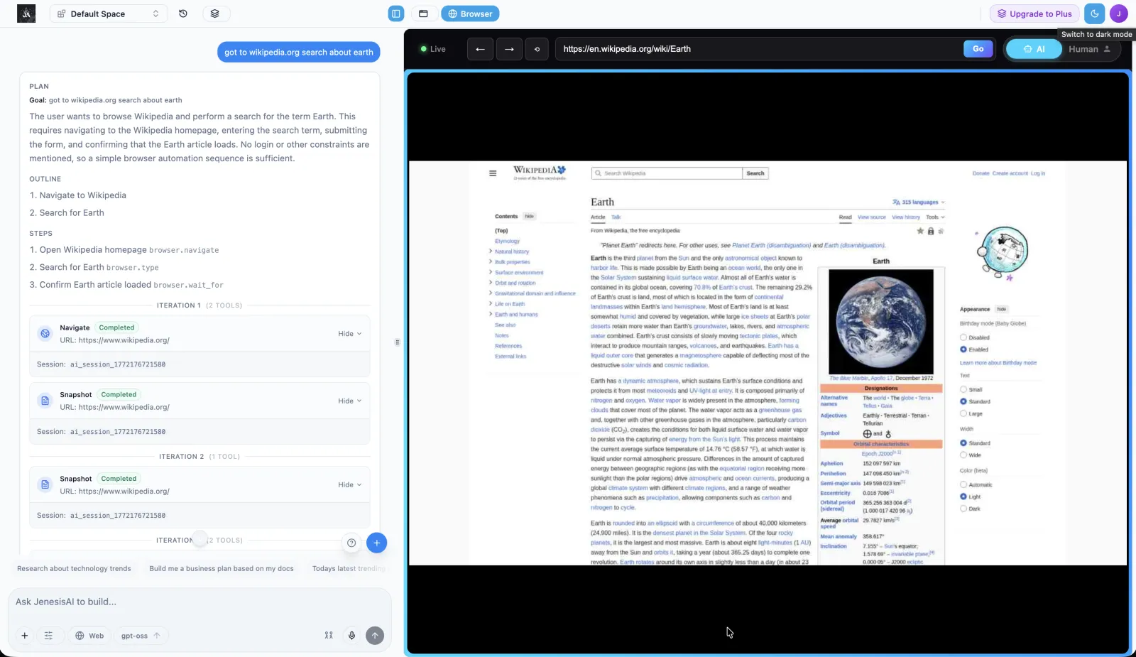 JenesisAI Live AI-Powered Browser